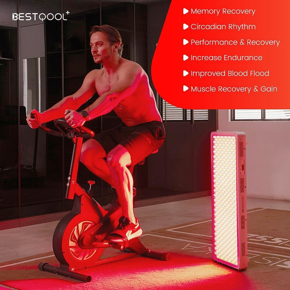 Bestqool Red Light Therapy Panel – 4 Wavelengths Full Body Near Infrared Light Therapy, 150 High-Power LEDs, Dual Chip Design, 250W for Anti-Aging, Pain Relief & Skin Rejuvenation