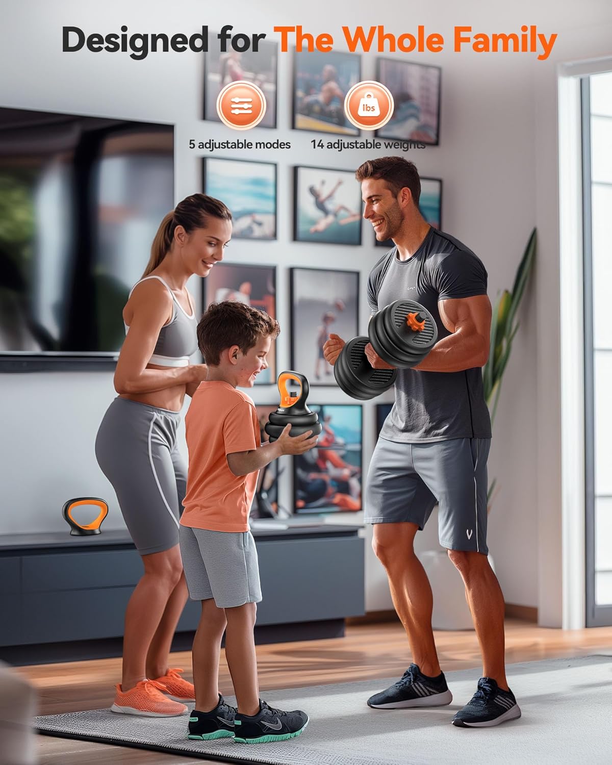 FEIERDUN Adjustable Dumbbells 90LB Set (45LB Pair) – Multifunctional 5-in-1 Home Gym Weights with Connector for Barbell, Kettlebell & Push-Up Stand