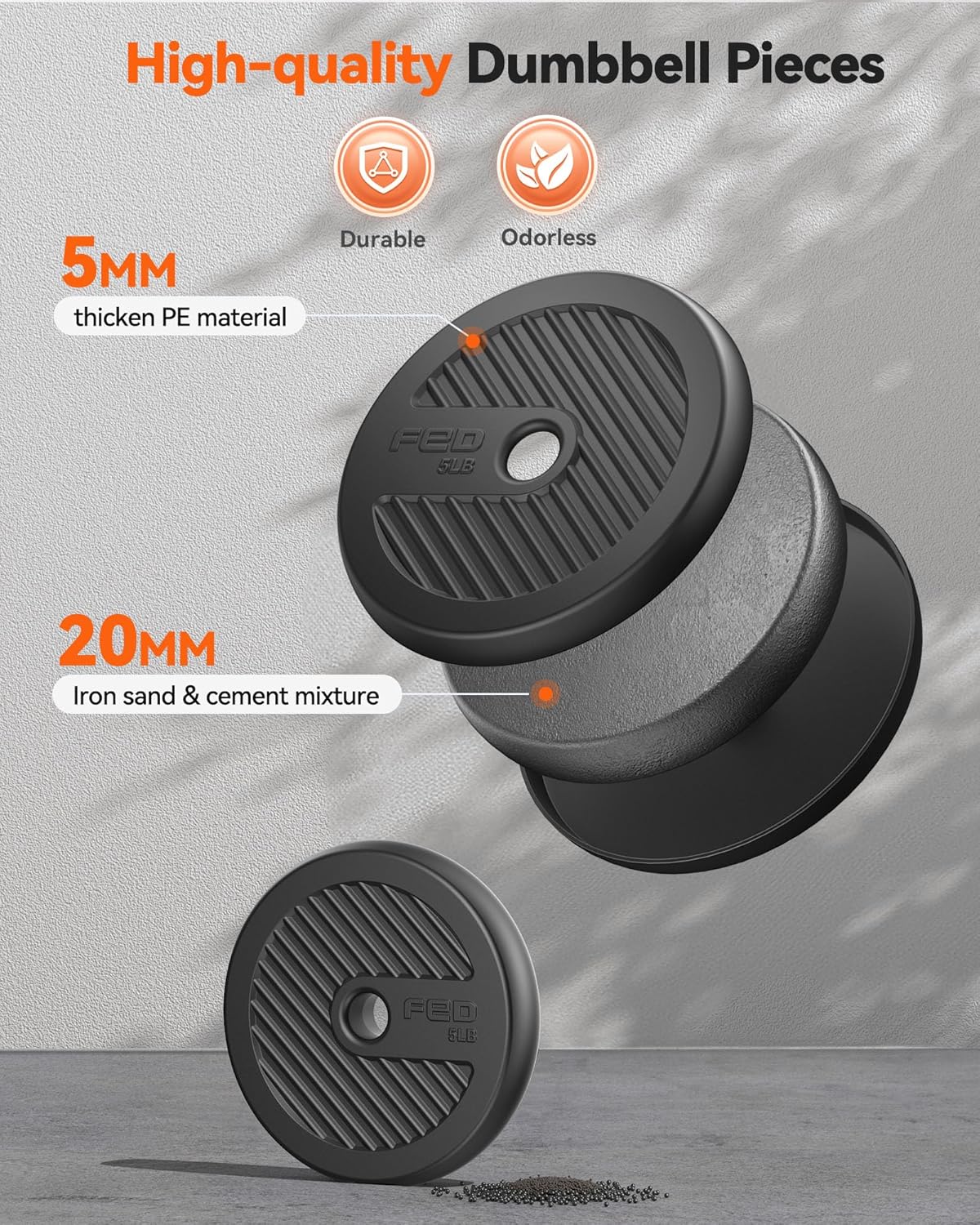 FEIERDUN Adjustable Dumbbells 90LB Set (45LB Pair) – Multifunctional 5-in-1 Home Gym Weights with Connector for Barbell, Kettlebell & Push-Up Stand