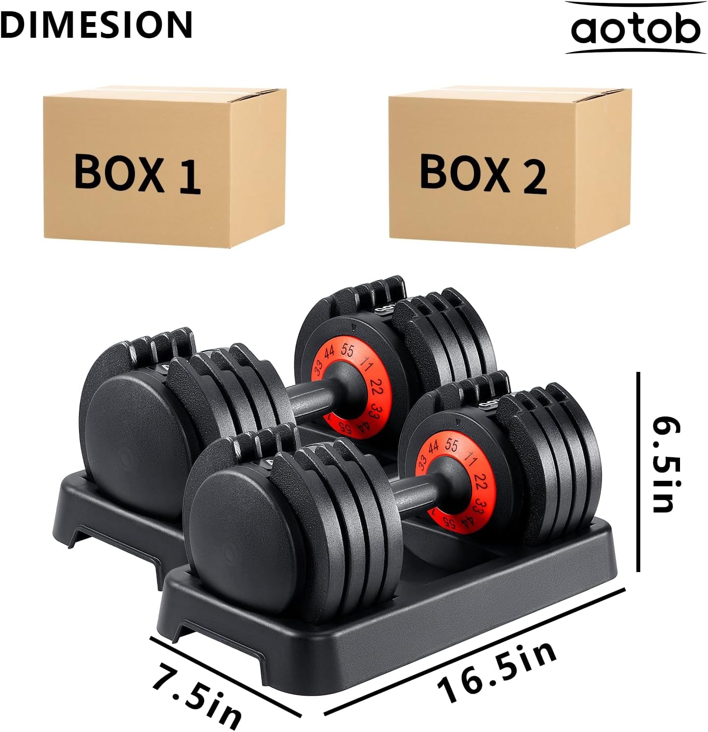 25/55 Lbs Dumbbell Set, Anti-Slip Fast Adjust Turning Handle, Adjustable for Men and Women, Pair for Home Gym Exercise