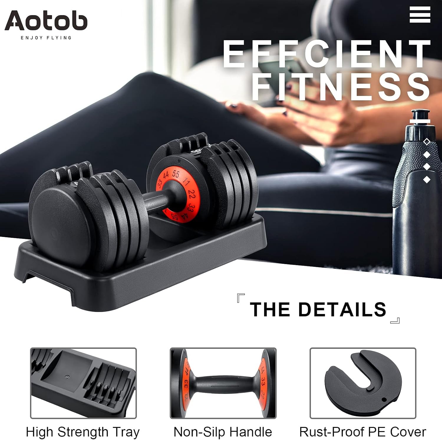 25/55 Lbs Dumbbell Set, Anti-Slip Fast Adjust Turning Handle, Adjustable for Men and Women, Pair for Home Gym Exercise