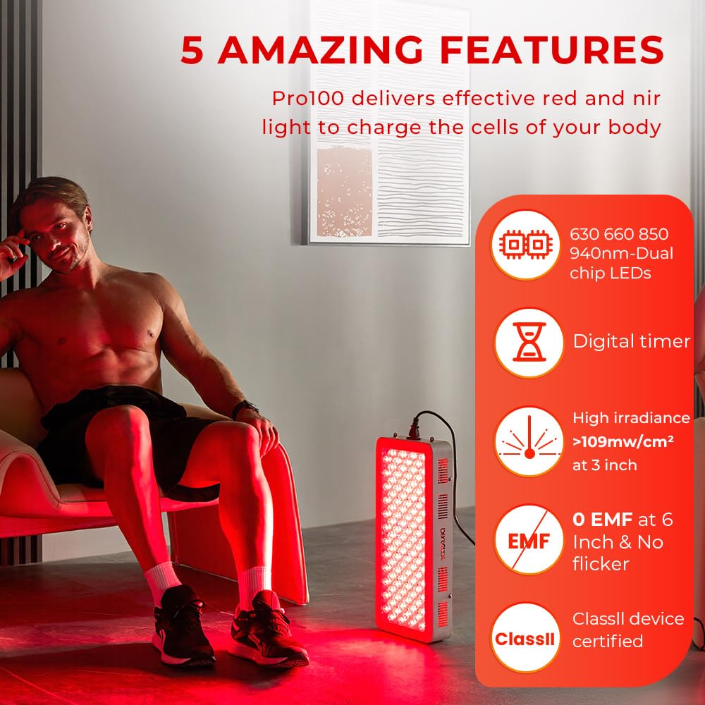 Bestqool Pro100 Red Light Therapy Panel – 4 Wavelength Infrared LED Light for Face & Body, High-Power 170W Device with Dual Chip LEDs, Modular Design for Skin, Pain & Muscle Recovery