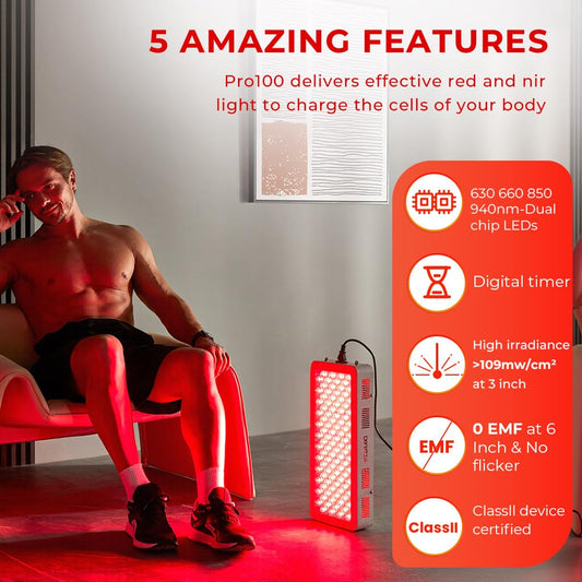 Bestqool Pro100 Red Light Therapy Panel – 4 Wavelength Infrared LED Light for Face & Body, High-Power 170W Device with Dual Chip LEDs, Modular Design for Skin, Pain & Muscle Recovery