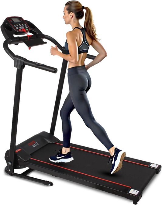 SereneLife SLFTRD18 Folding Electric Treadmill – Compact Smart Fitness Machine with Bluetooth App Sync, Manual Incline, Heart Rate Monitor & Digital Display for Home Workouts