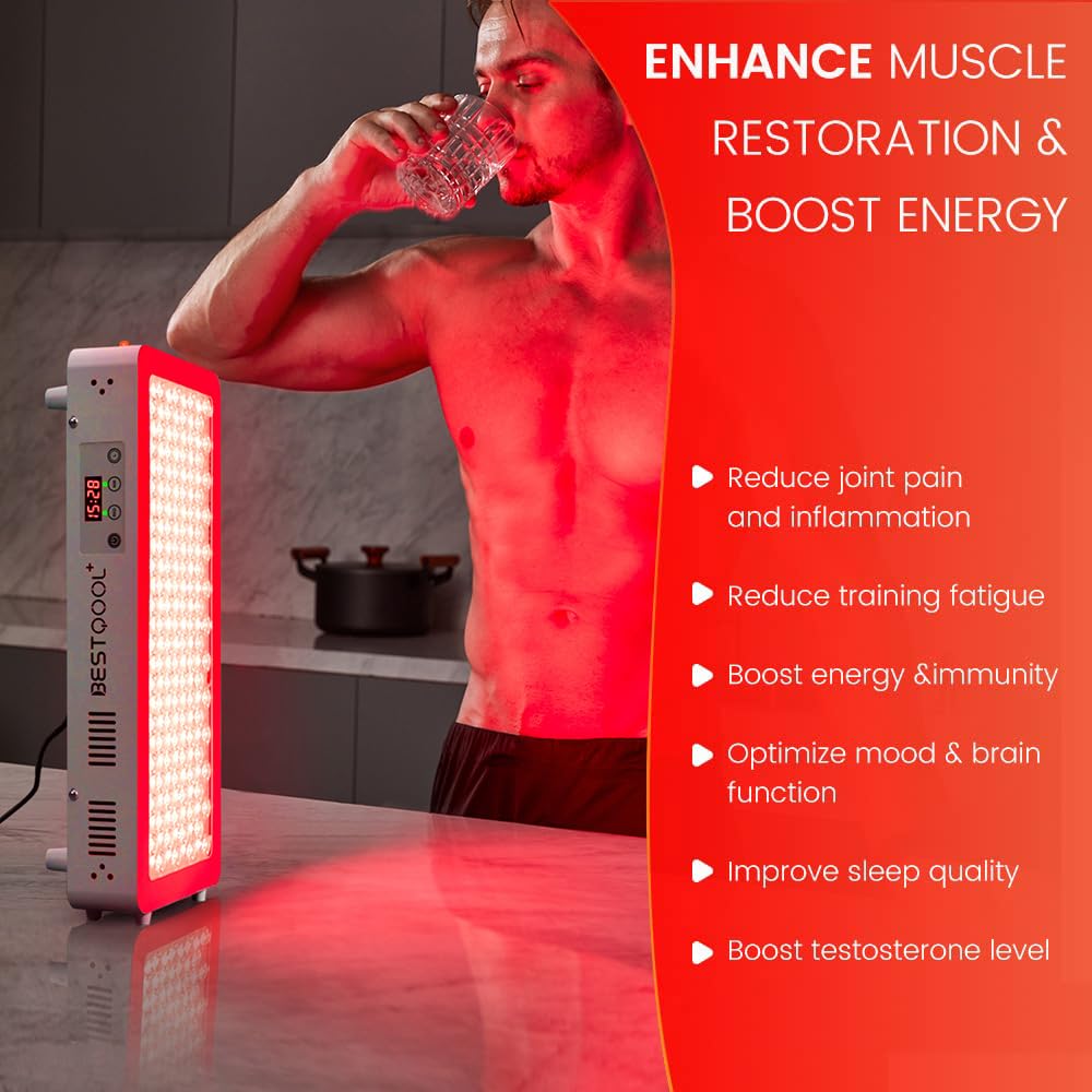 Bestqool Pro100 Red Light Therapy Panel – 4 Wavelength Infrared LED Light for Face & Body, High-Power 170W Device with Dual Chip LEDs, Modular Design for Skin, Pain & Muscle Recovery
