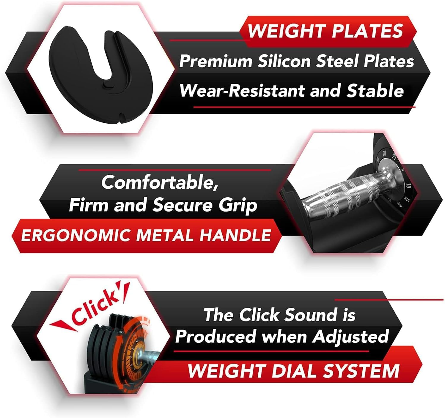 Keppi 25LB Adjustable Dumbbell Set – 5-in-1 Compact Free Weights with Fast One-Hand Weight Dial & Anti-Slip Metal Handle