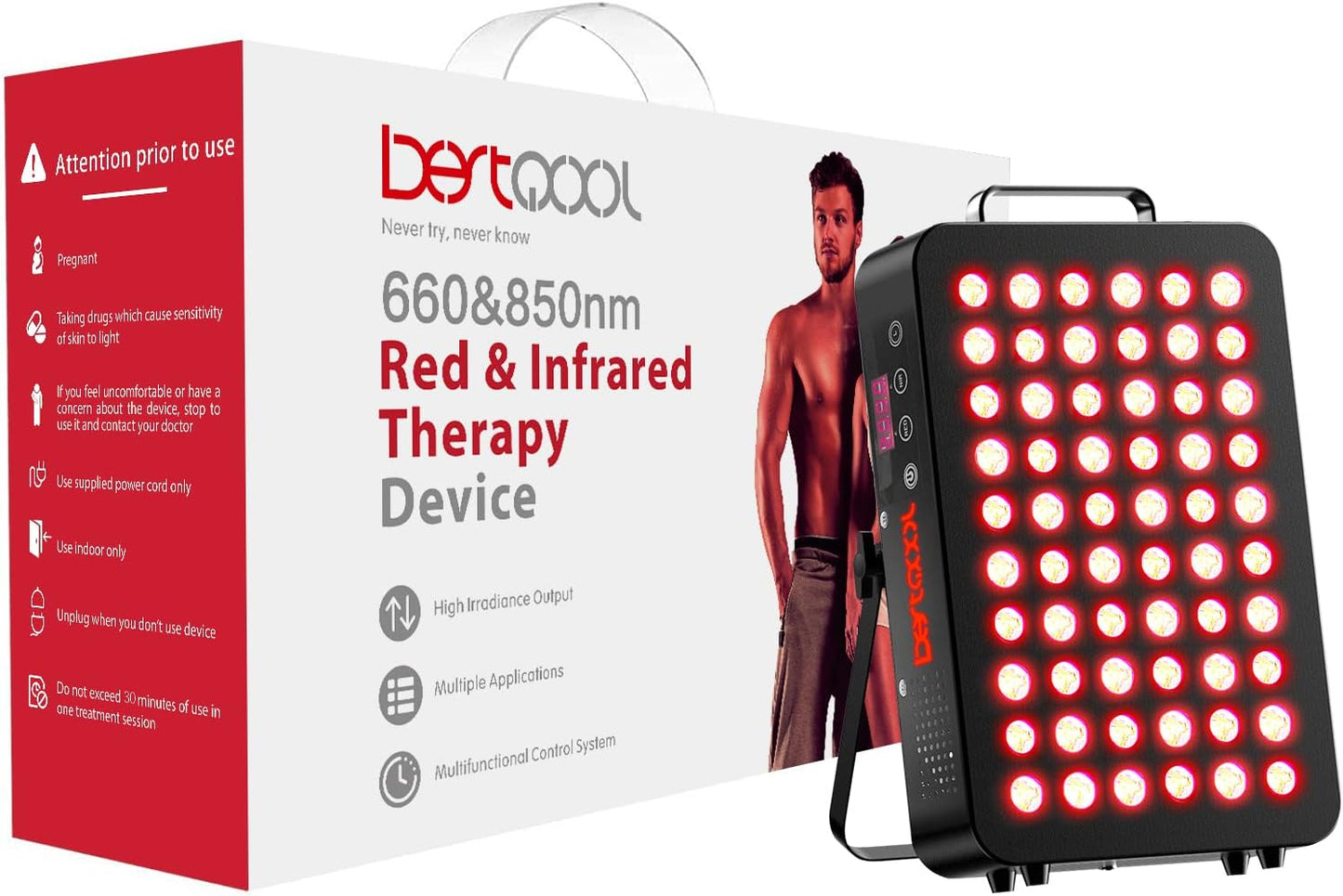 Professional Red Light Therapy Device for Face & Body – 660nm & 850nm Infrared Wand for Anti-Aging, Pain Relief, Skin Tightening & Joint Recovery – Handheld Clinical-Grade Treatment